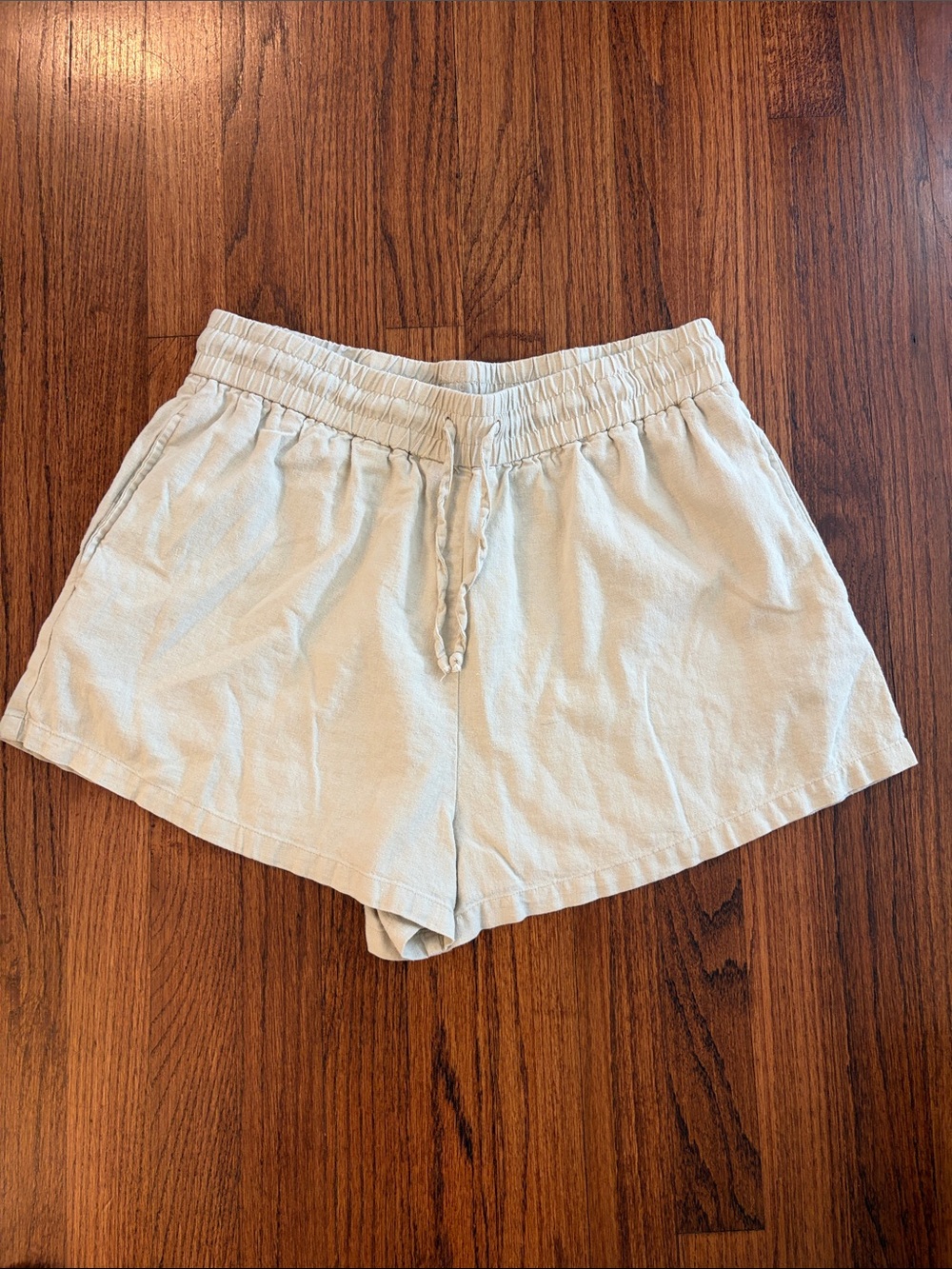 Zara Cream/Tan Drawstring Linen Shorts